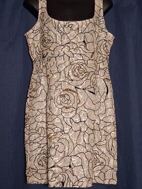 PrettyLittleThing Cream and Gold Floral Mini Dress